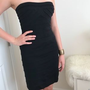 BCBG Black Strapless Bandage Dress